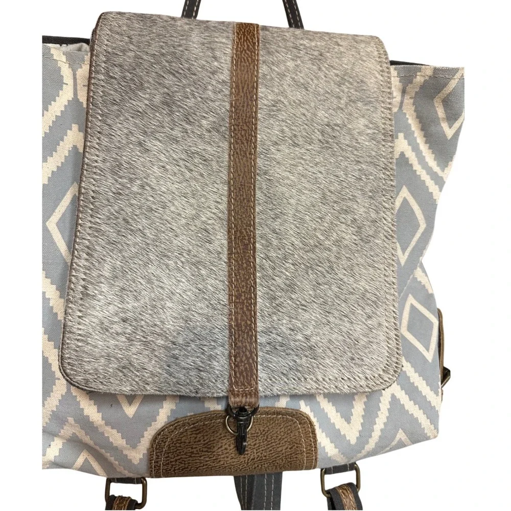 Myra Bag Women's Artist's Impression Upcycled Canvas & Leather Backpack One Size